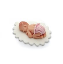 Picture of BABY IN A PINK NAPPY 7 X 8CM HAND MADE SUGAR CAKE TOPPER